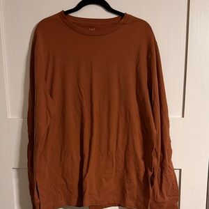 George Men's Long-Sleeve Crewneck Shirt in Burnt Orange